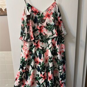 Vince Camuto Floral Midi Dress - Pink and Green